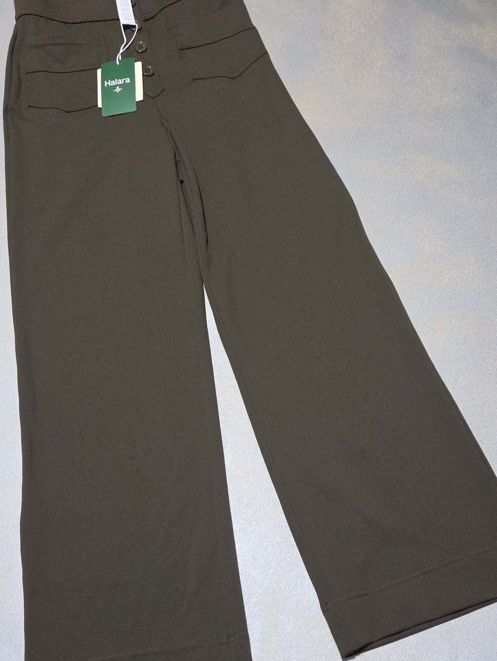 HALARA Dark Olive Wide-Leg High-Rise Pants